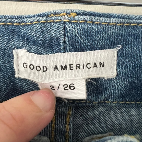 Good American High Rise Stretchy Skinny Crop Jeans Size 2/26 - Picture 2 of 5